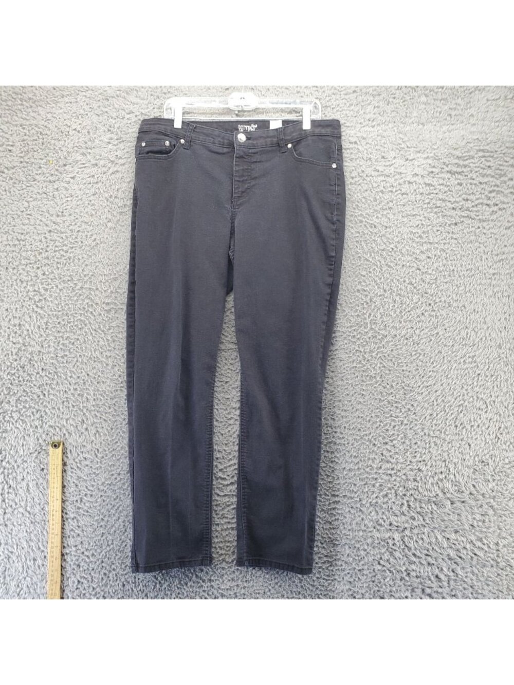 Terra & Sky Jeans Womens 14W Black Straight Repreve Stretch Denim